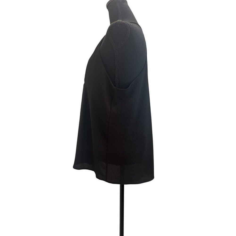 Tyche Textured Solid Double Notch Cami Top Black … - image 4